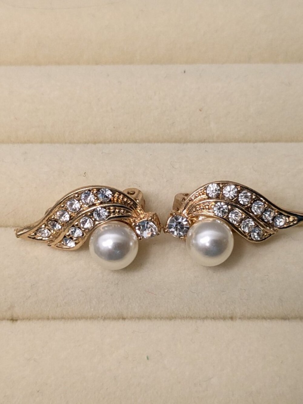 New!  Clip on gold Tone Earrings with Faux Pearls
